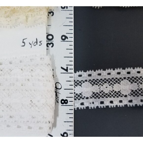 53 yards Lace Trim Vintage Old Stock for Sewing Blue Yellow Tan Ivory Mixed Lot - Picture 12 of 16